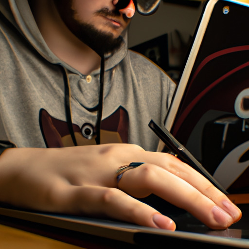צילום ראש מקצועי של אדם כותב על מחשב נייד
